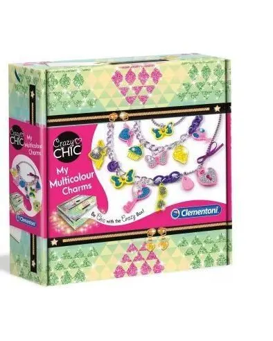 Clementoni Crazychic Jewels DIY Bracelet Making Kit with Charms Multicolor Age- 7 Years & Above