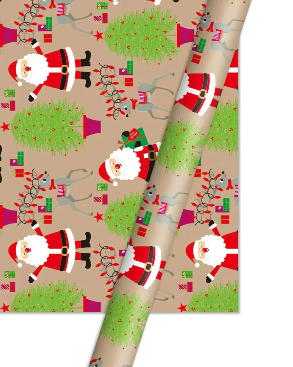 Pibi Christmas Celebrations Gift Wrapping Paper 50 x 70 cm Brown/Red/Green