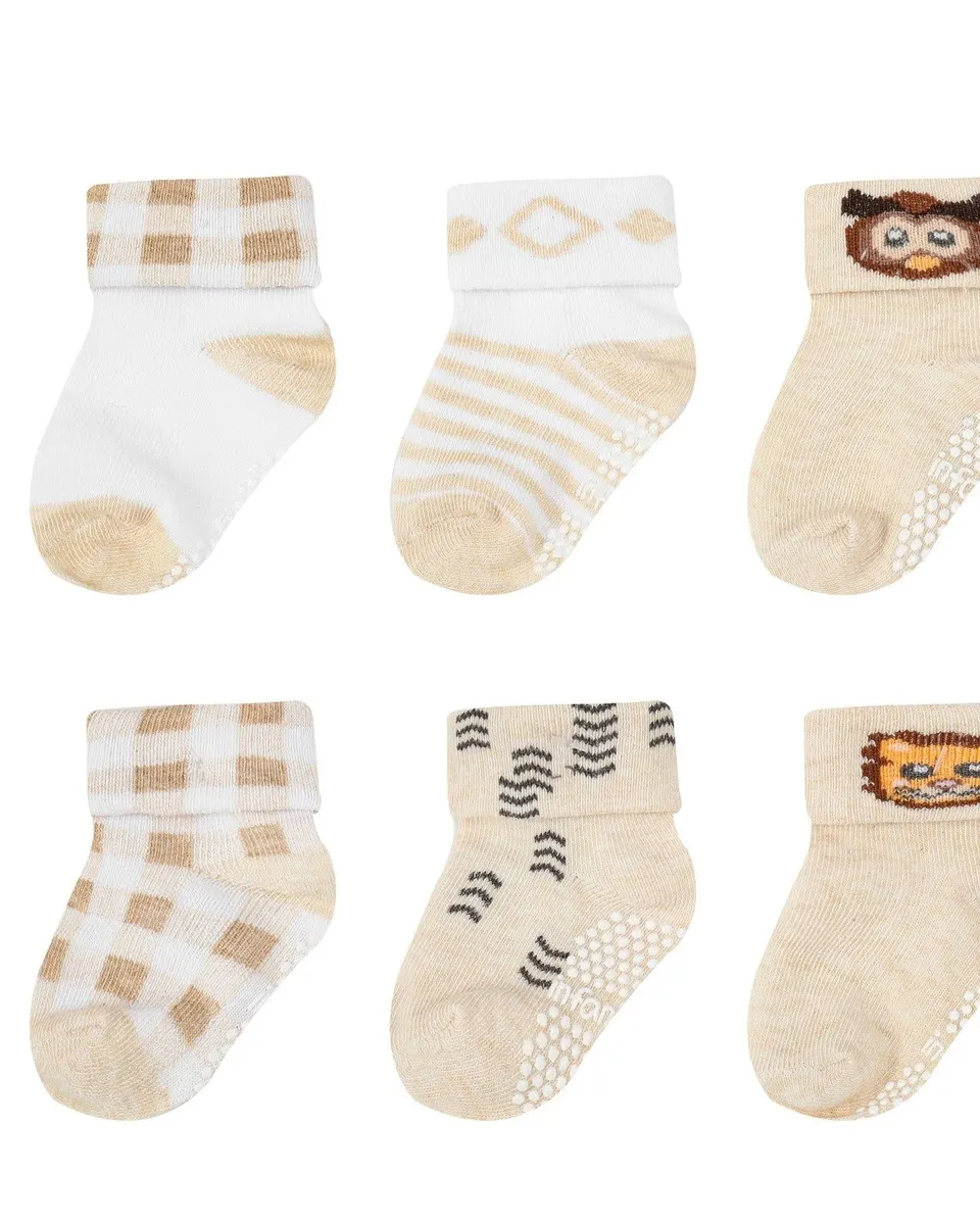 Infancie 6-Pack Non-Slip Grip Baby Cotton Socks (6-12 Months) Multicolor IT4961