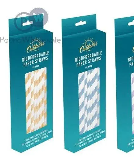 Bello Biodegradable Paper Straws 50 Pack Assorted Colours