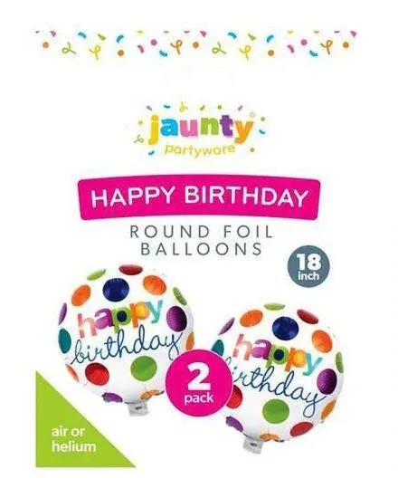 Jaunty Happy Birthday Round Foil Balloons 18″