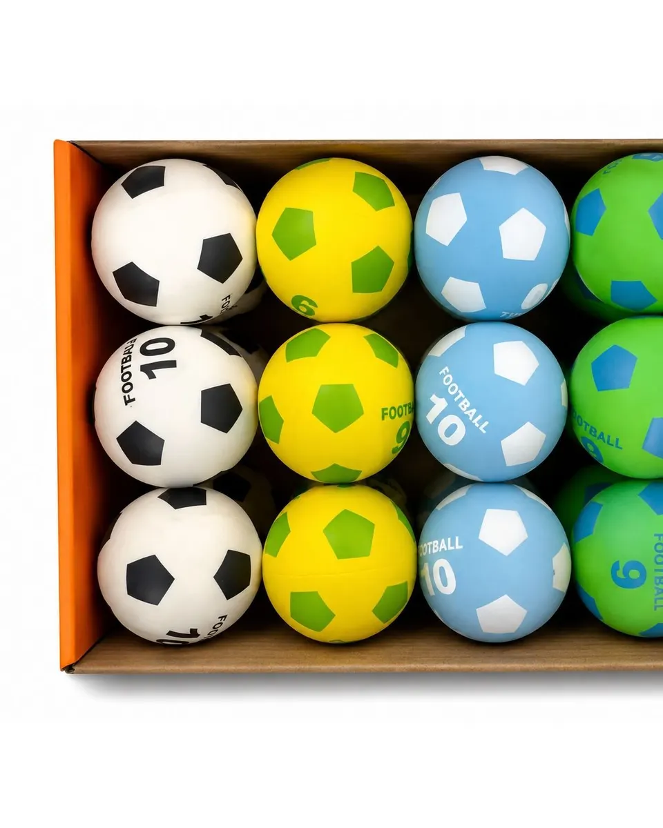 Pibi Mini Soft Foam Bouncy Football Set Colourful Soccer Stress & Play Balls for Kids Assorted Age- 3 Years & Above