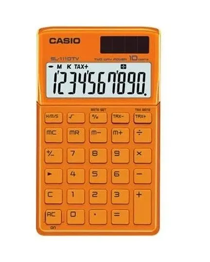 Casio SL-1110TV-OE Pocket Size Calculator 10 Digits Casio Sl-1110Tv-Oe 2 Way Orange Age- 8 Years & Above