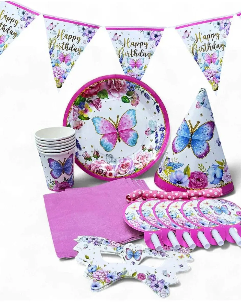 Party Time Butterfly Themed Kids Party Set 12981
