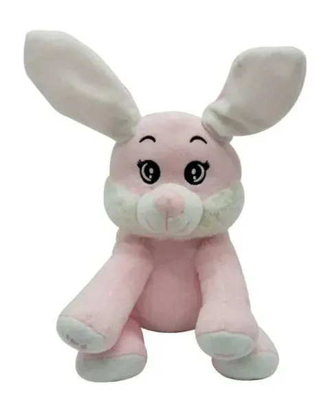 Pugs At Play Peek A Boo Bugs Bunny Rabbit 10" Plush Toy Pink/White Age- Newborn & Above