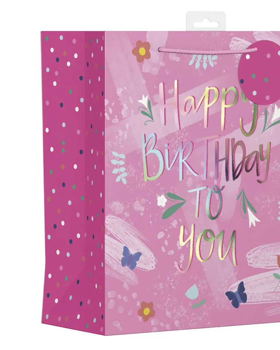 Giftmaker Pink Floral Happy Birthday To You Gift Bag Extra-large
