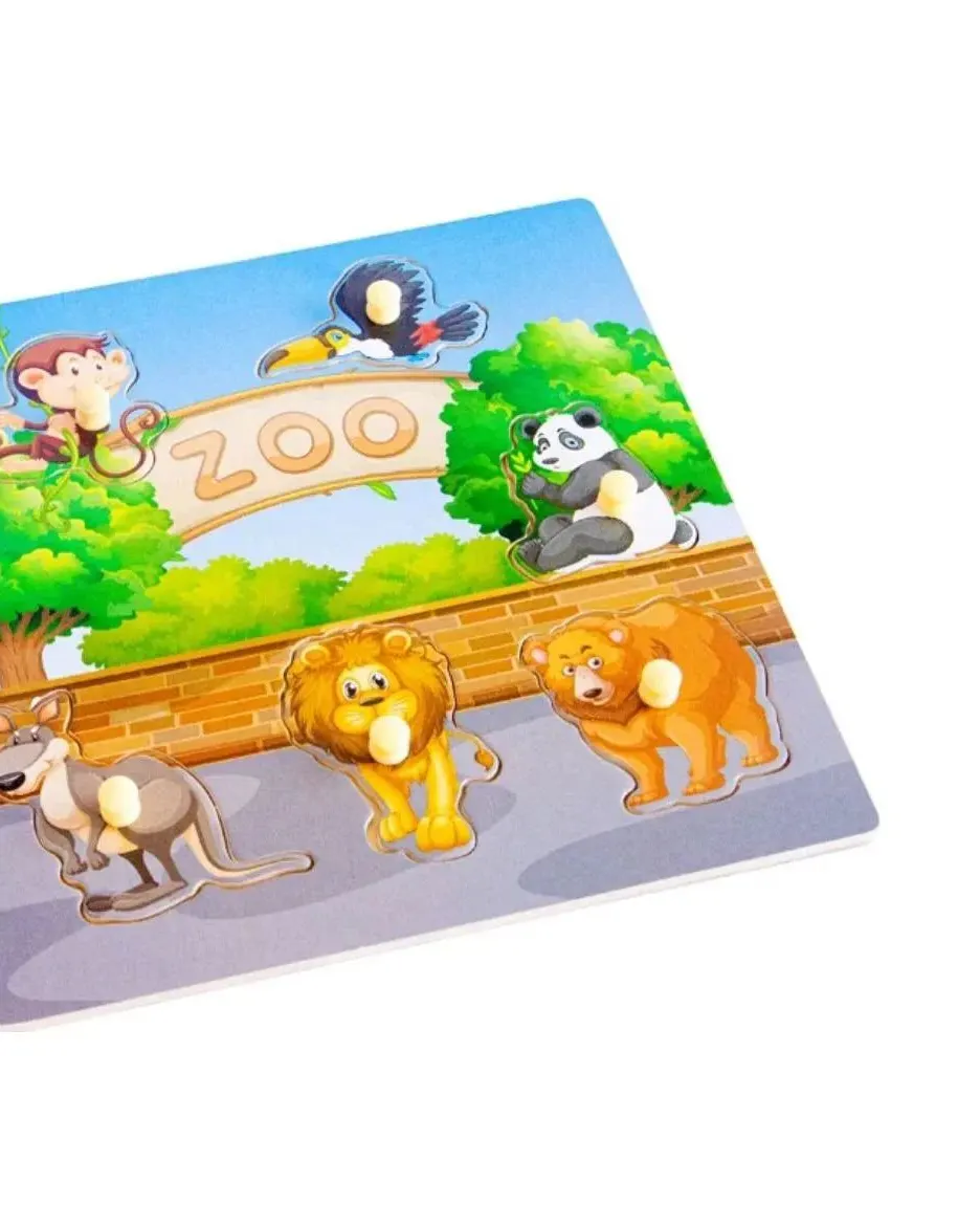 Acool Toys Zoo Animals Wooden Puzzle Multicolor Age- 3 Years & Above
