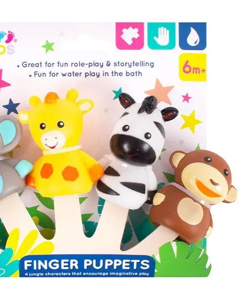 Pibi First Steps Animal Finger Puppets Baby Bath Toy 4 Pack Age-18 Months & Above