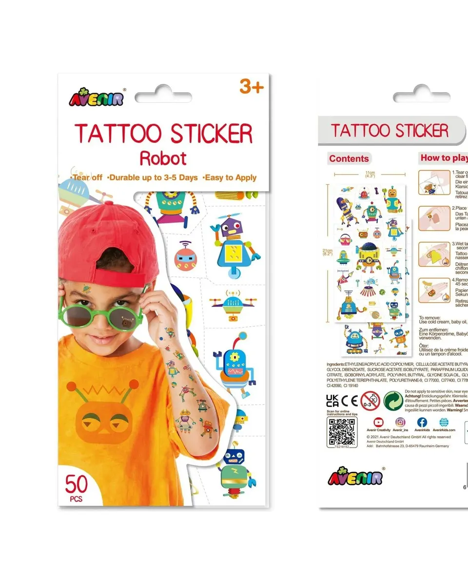 Avenir Tattoo Stickers-Robot Multicolor Age-3 Years & Above