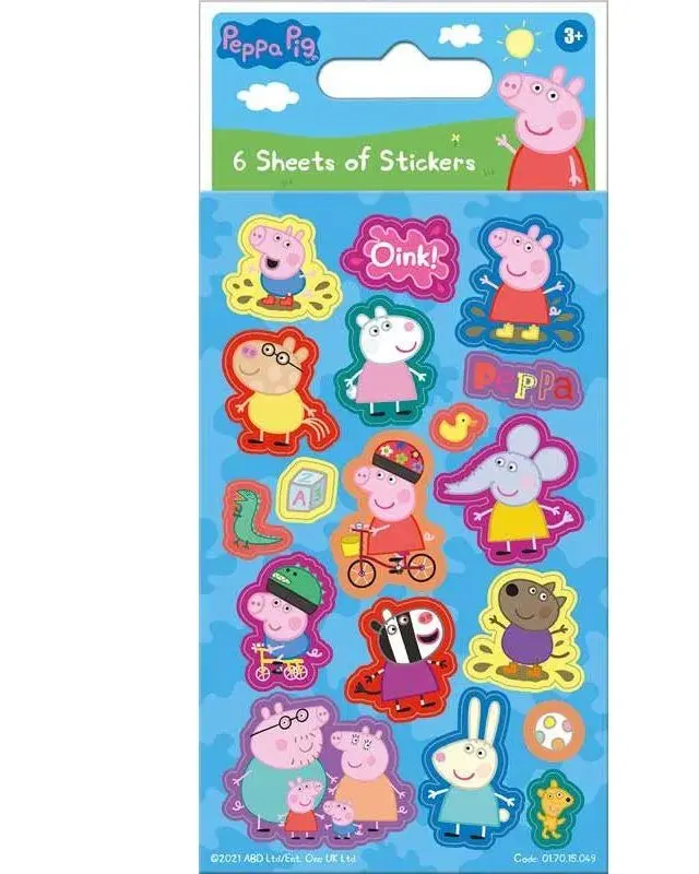 Peppa Pig Blue Party - 6 Sticker Sheets Age-3 Years & Above