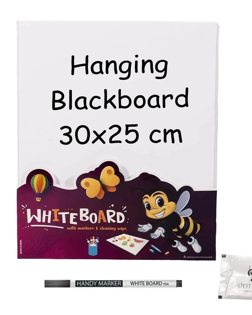 Oyster Play White Board Rewritable with 1 Marker Pen & Wipes Small (30 x 25 CM) Age-3 Years & Above