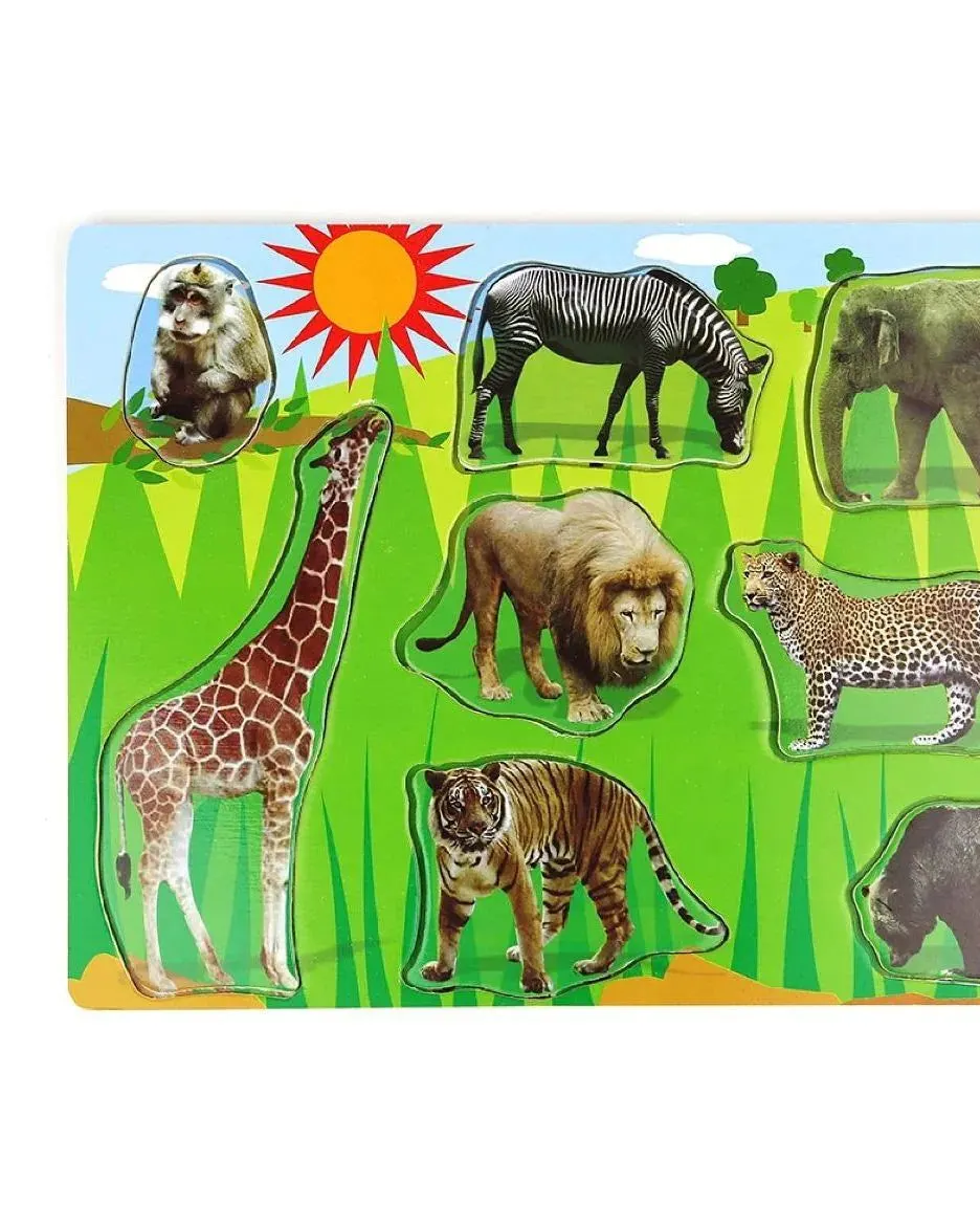 Acool Toys 8-Piece Animals Wooden Puzzle B Multicolor Age- 3 Years & Above