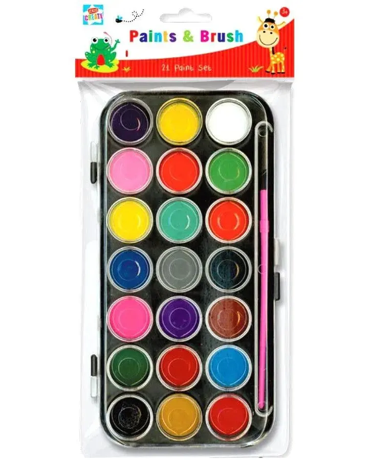 Pibi Kids Create 21 Paints & Brush Set Age-3 Years & Above