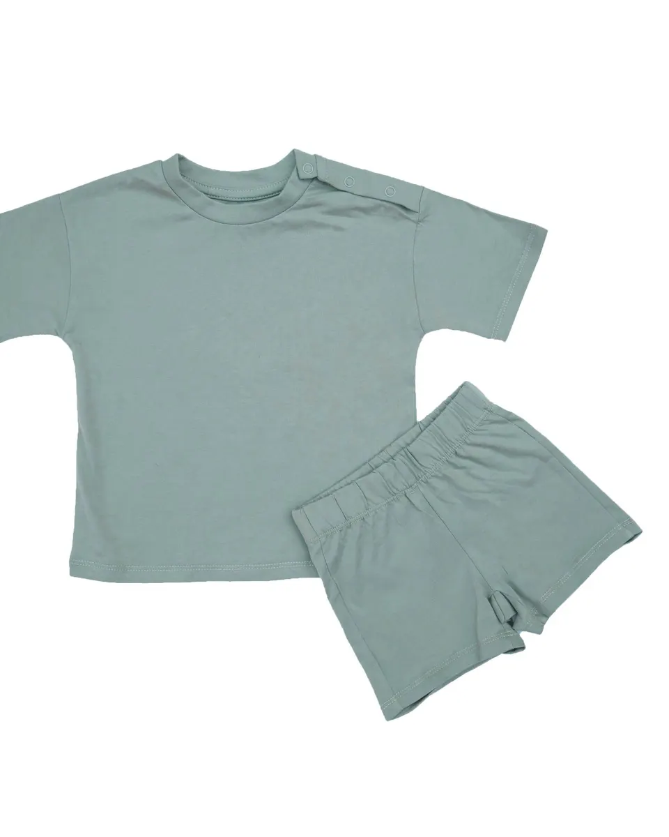 Toto & Mommie Organic cotton Oversize Tee & Shorts Set Sea