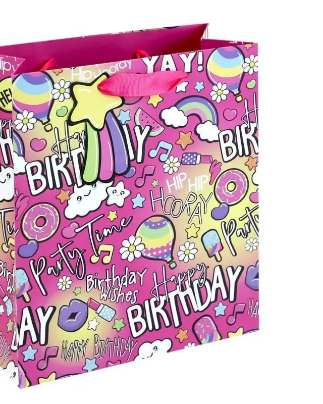 Eurowrap Girly Text Medium Gift Bag