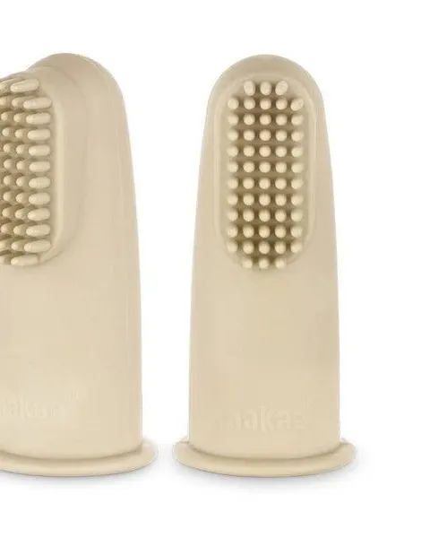 Haakaa Textured Silicone Finger Baby Toothbrush with Case Cream Age- Newborn & Above