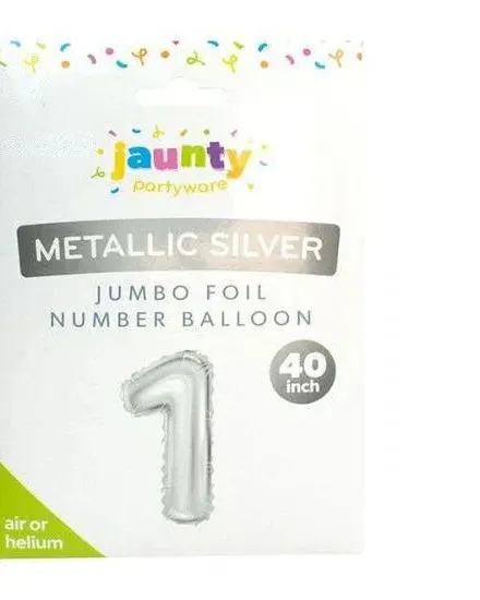 Jaunty 40" Metallic Silver Jumbo Foil Number Balloon 1 Pack Assorted