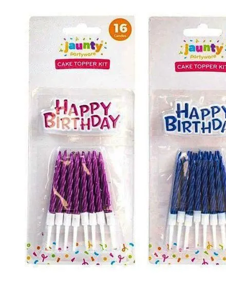 Jaunty Metallic Happy Birthday Candles & Banner Set