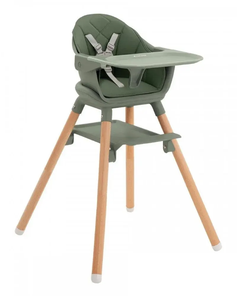Kikkaboo Woody 2-in-1 Wooden Feeding High Chair Army Green 2024 Age-6 Months & Above