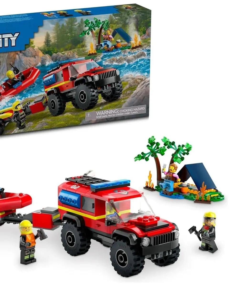 Lego 4x4 Fire Truck with Rescue Boat Building Blocks Multicolor Age- 5 Years & Above