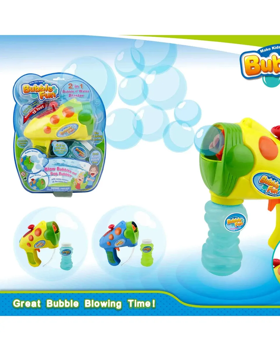 Power Joy 2-In-1 Water Squirting Bubble Gun Multicolor Age- 3 Years & Above