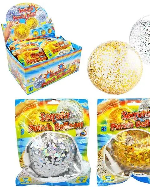 Pibi Sequin Punch Ball Balloon 90Cm Cdu Assorted Colours Age-3 Years & Above
