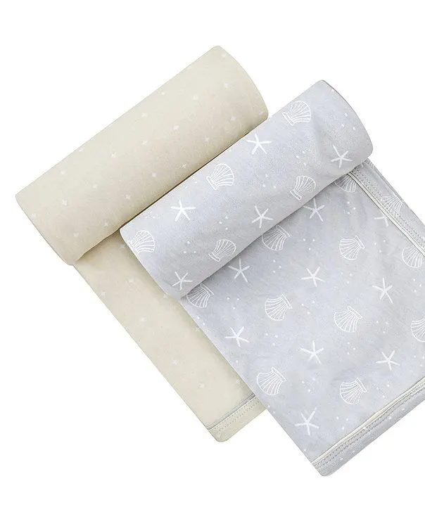 Infancie 2 in a Pack Baby Bamboo Jersey Swaddle Wraps (80 x 80 cm) Beige Gray Age- Newborn to 12 Months IT5461
