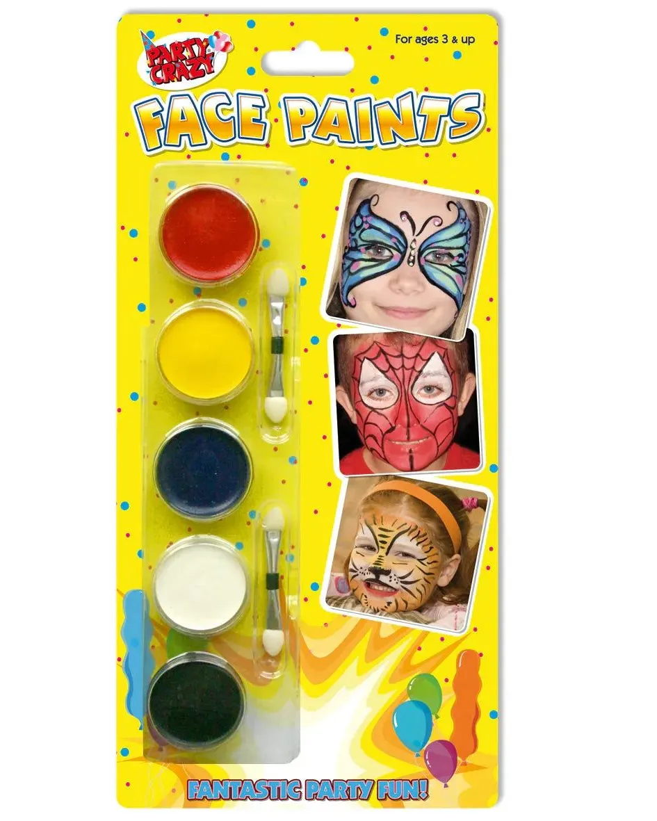 Pibi Party Crazy Face Paints 5 Pack Age-3 Years & Above