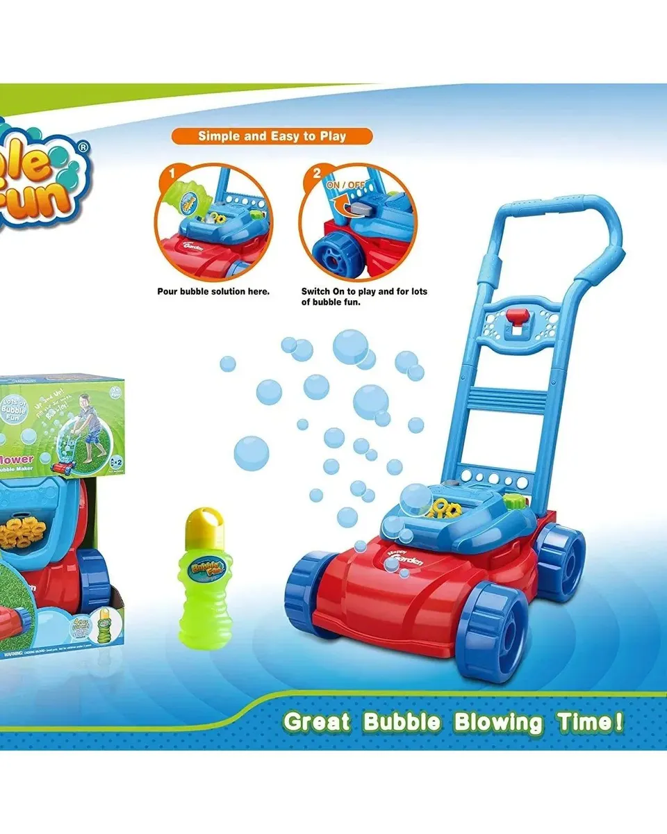 Power Joy Bubble Mower Car Blue/Red Age- 3 Years & Above
