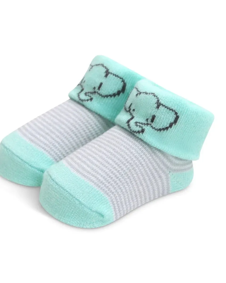 Motherschoice Baby Boys Socks Single Gift Pack- Elephant Blue/Grey IT3963