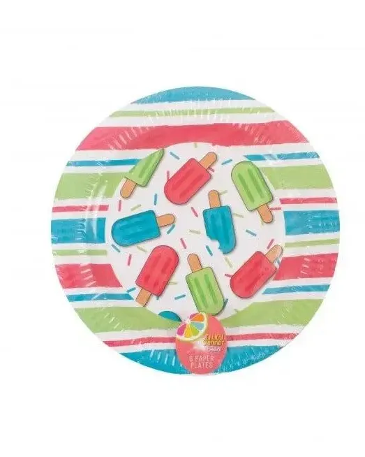 Bello Stripe Lolly Paper Plates 23Cm Pack of 6