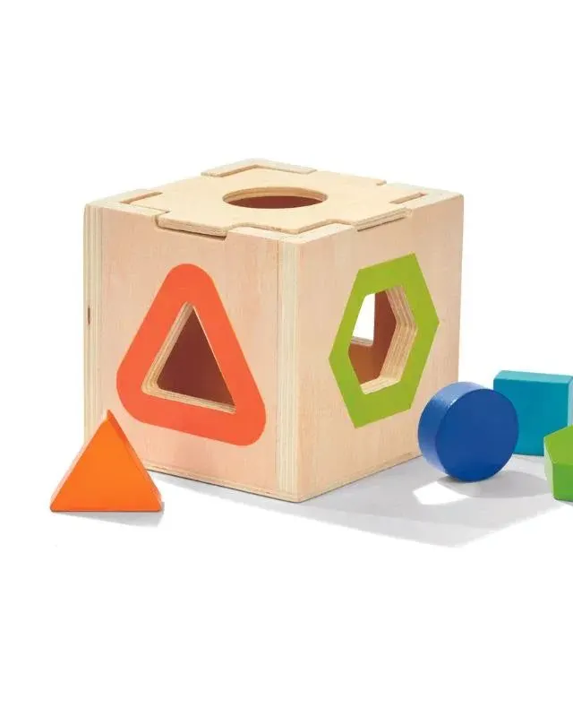 Acool Toys Wooden Shape Sorter Cube Stacking Montessori Toy AC6682 Age- 18 Months & Above