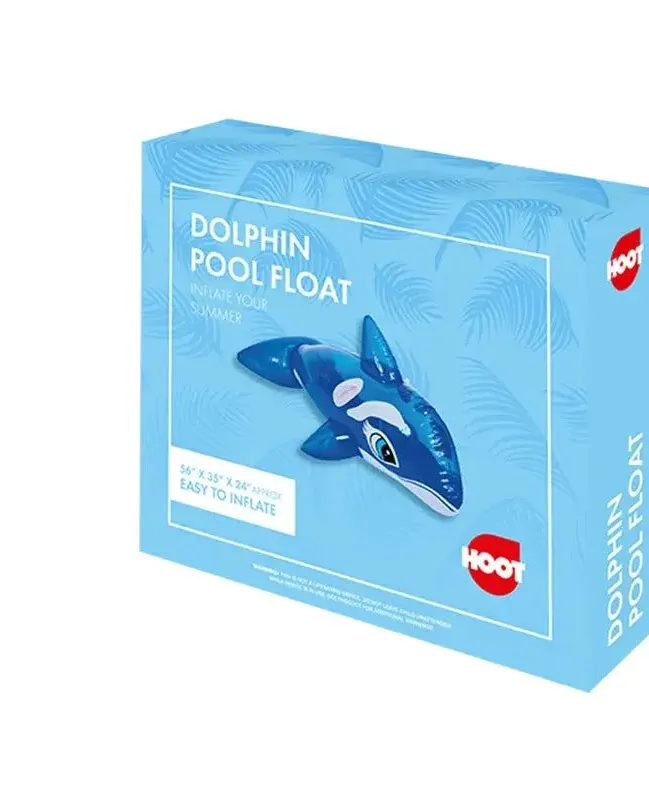 Hoot Inflatable Dolphin Pool Float 56" X 32" X 24" Age- 12 Years & Above (Holds Upto 100 Kg)