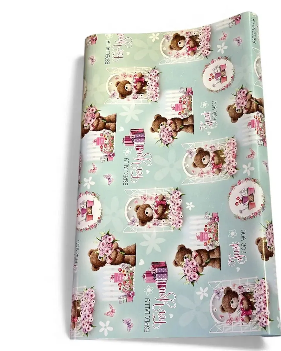 Simon Elvin Giftwrap Bear With Floral Full Colour Print