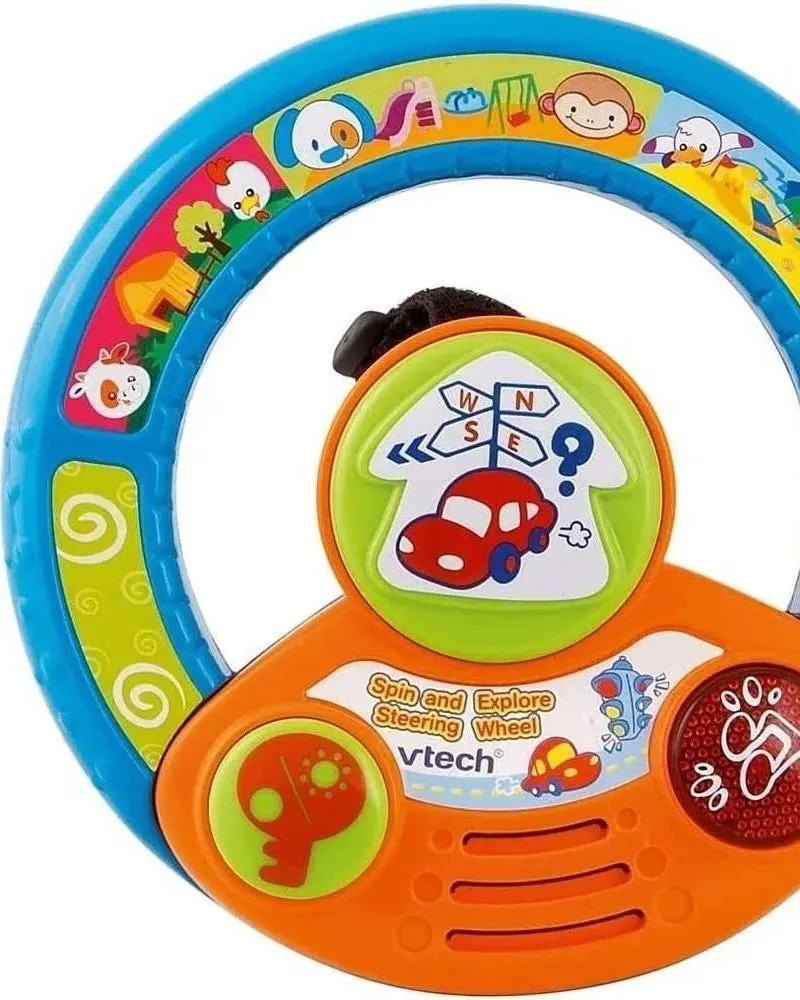 VTech Spin & Explore Steering Wheel with 2 Sing-Along Songs, 6 Melodies, Spinning Wheel, Horn Button Kids Toy Age- 12 Months & Above