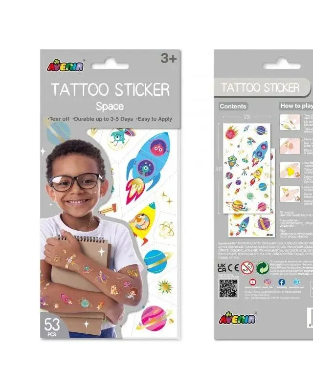 Avenir Tattoo Stickers-Space Multicolor Age-3 Years & Above