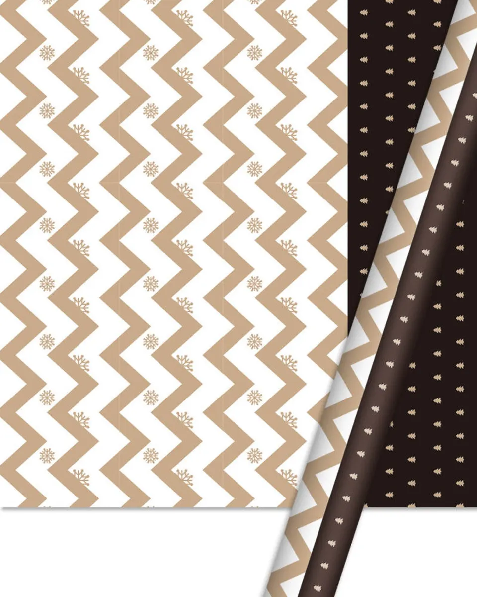 Pibi Metallic Double Sided Gift Wrapping Paper with Stars & Dots 50 x 70 cm White/Gold/Black
