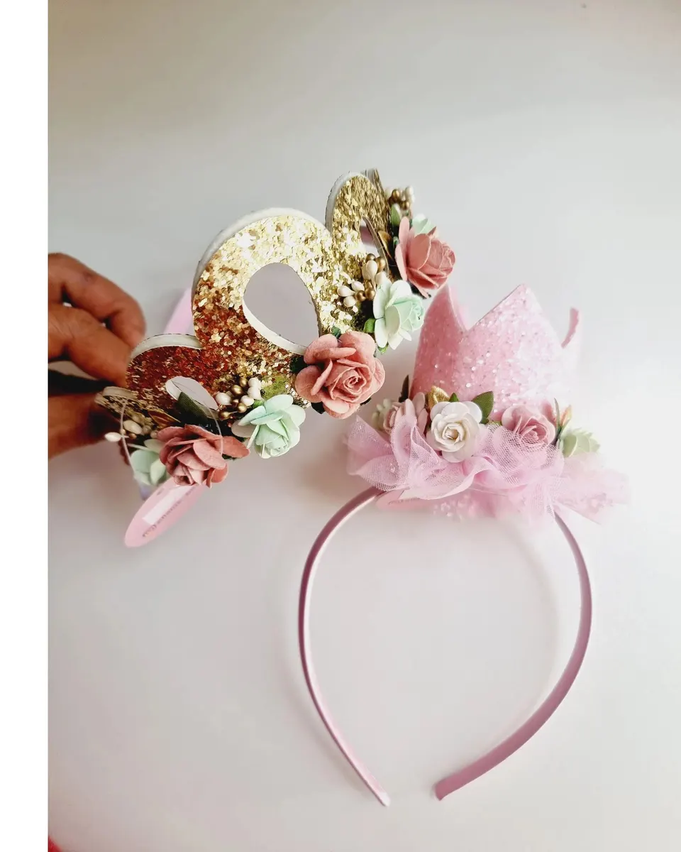 Ellaine Bows Crown / Tiara Headband Assorted Single Multicolor Age- 12 Months & Above