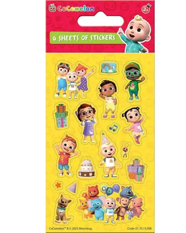Cocomelon Party - 6 Sticker Sheets Age-3 Years & Above