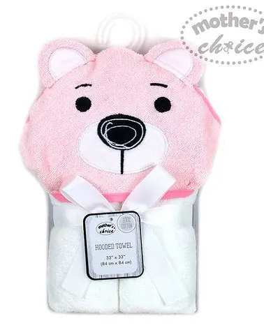 Motherschoice Baby 3D Hooded Towel Bear (84 x 84 cm) White/Pink Age- Newborn to 4 Years IT11123