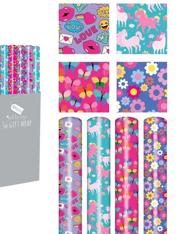 Artbox Girls Gift Wrap Roll 3 Meters Assorted
