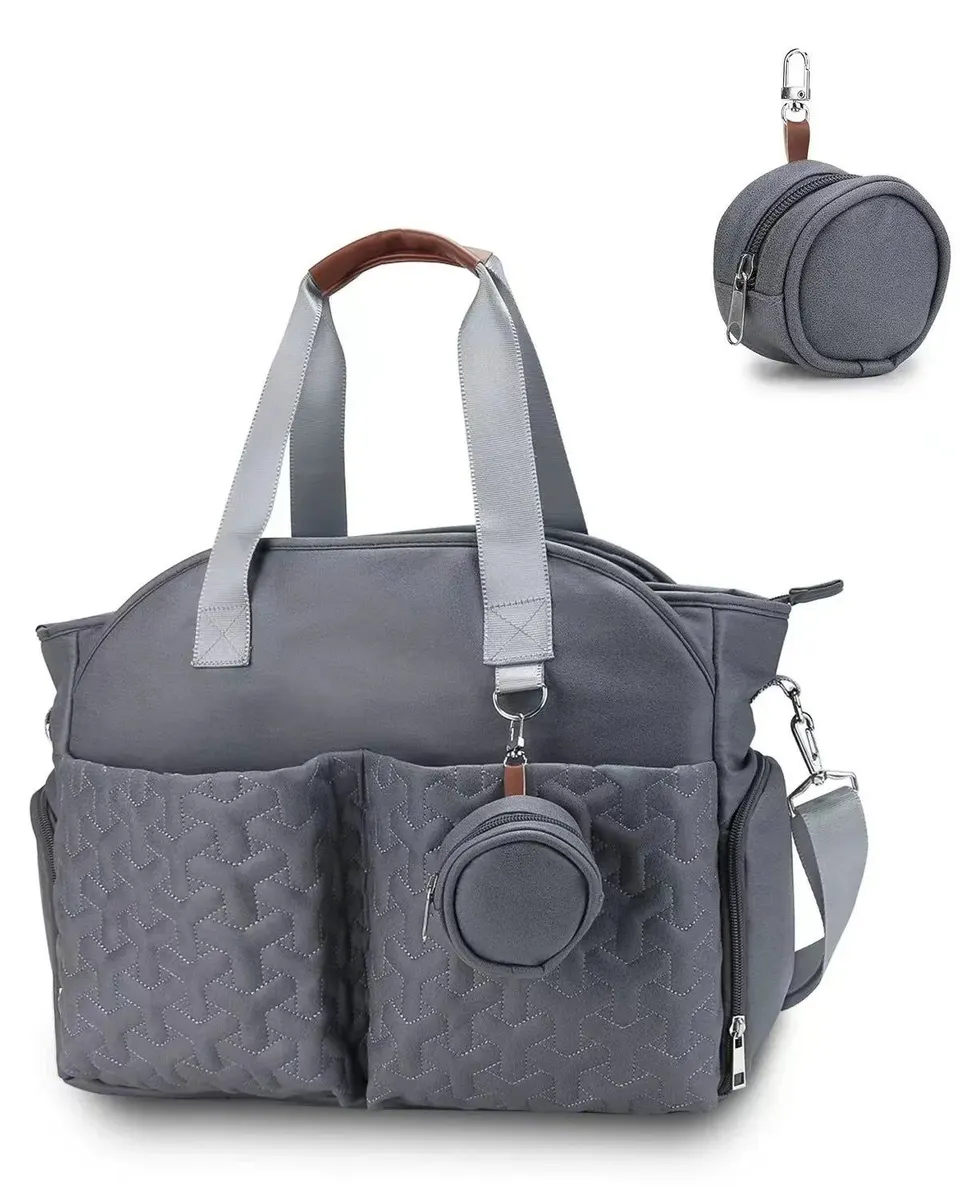 Pibi Diaper Changing Tote Bag with Pacifier Holder Dark Grey Age- Newborn & Above