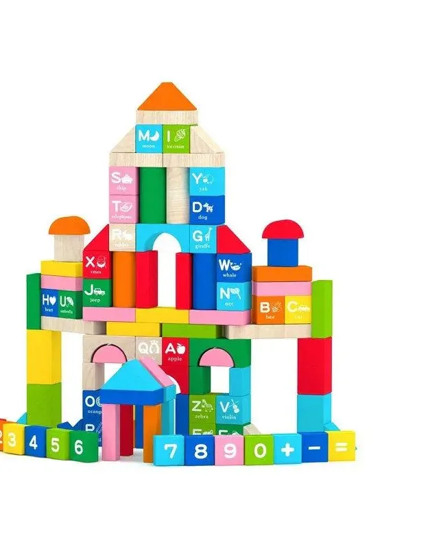 Acool Toys 100Pcs Early Education Blocks with Numbers & Alphabets Multicolor Age- 2 Years & Above