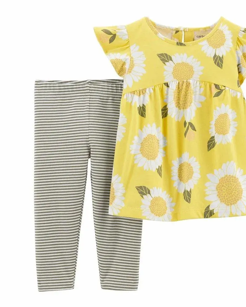 Carter's Infants Girls 2-Piece Sunflower Tee & Legging Set Yellow/Multicolor 1N086110