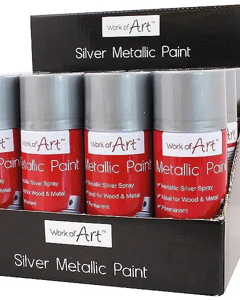 Pibi Work Of Art Silver Metallic Spray Paint 110Ml Cdu Age-3 Years & Above