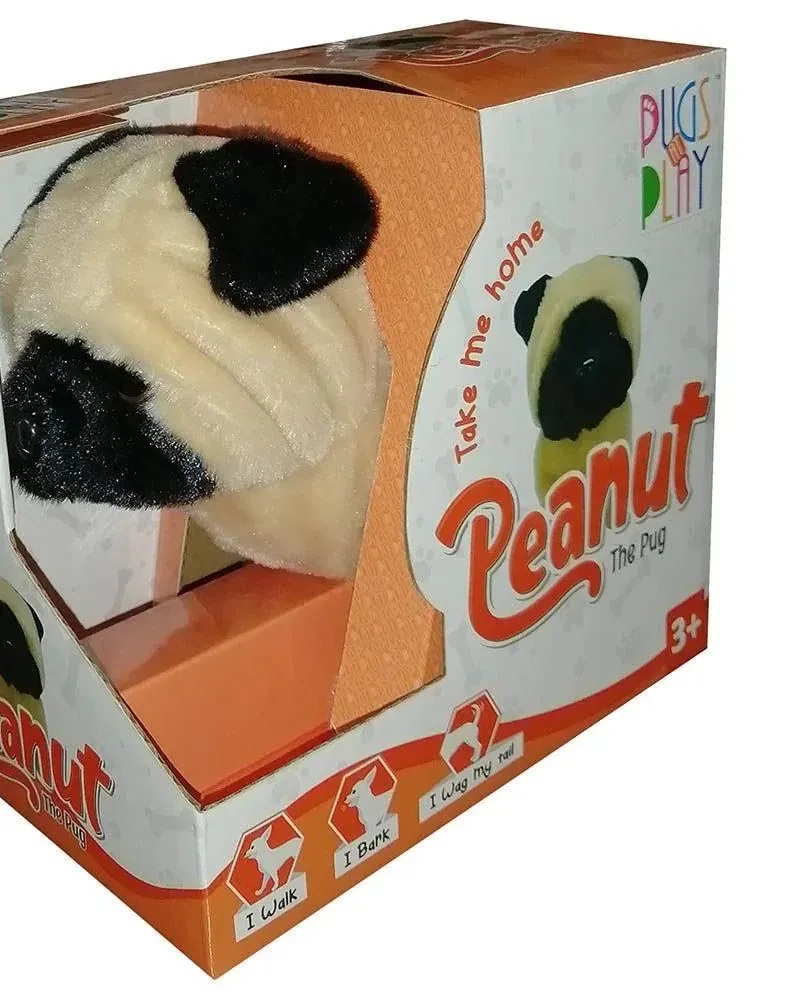 Pugs At Play Peanut The Pug 6.5 Interactive Plush Toy Beige/Black Age- Newborn & Above