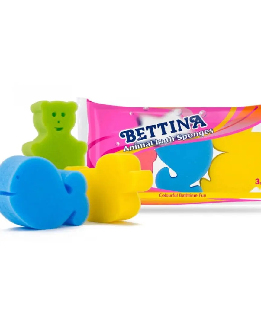 Bettina Multipack Fun Animal Sponges 3 Pack Age- 3 Years and Above