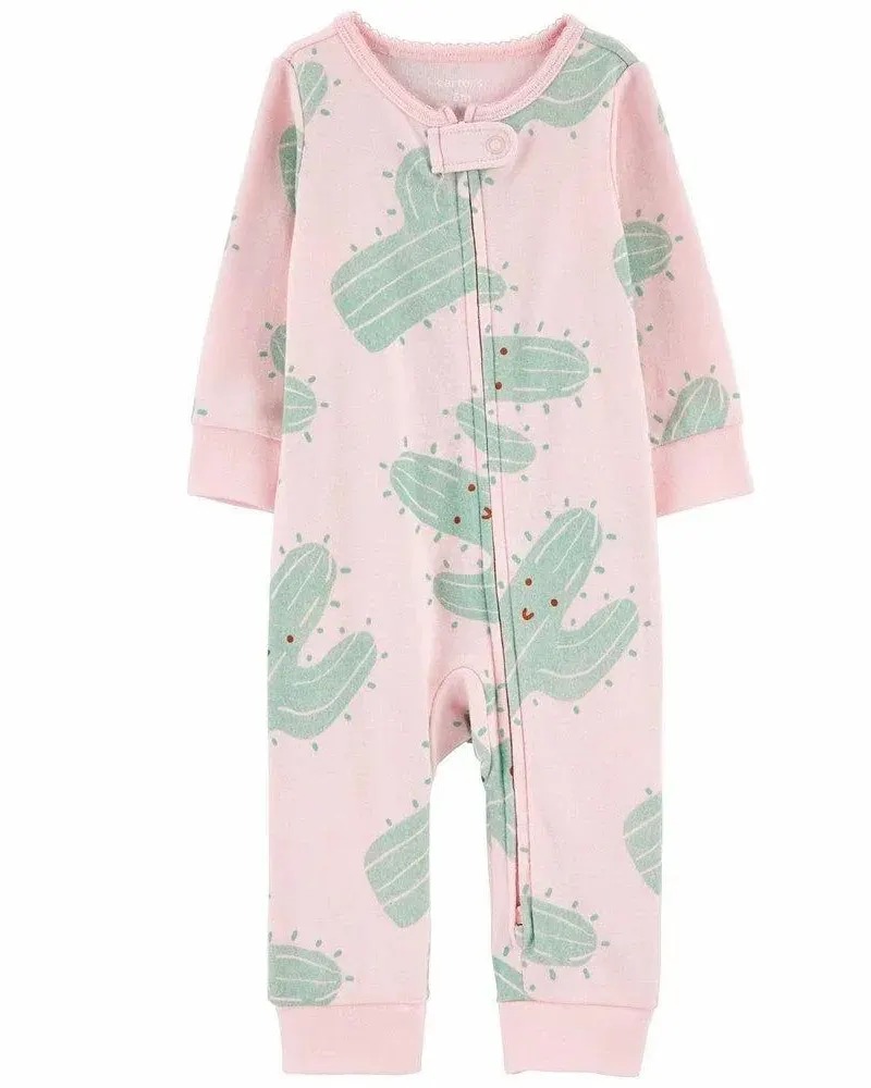 Carter's Infant Girls Cactus 2-Way Zip Cotton Footless Sleep & Play Onesie Pink 1N726110