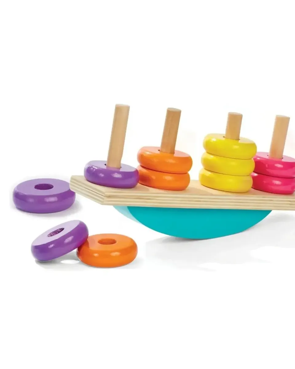 Acool Toys Pink Balance Wooden Balancing Game – Educational Ring Stacking Toy AC6686 Age- 18 Months & Above
