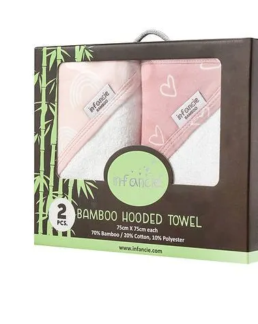 Motherschoice 2 in a Pack Bamboo Hooded Towel ( 75 cm x 75 cm) Age- Newborn to 4 Years Pink/Rose IT4722